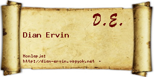 Dian Ervin névjegykártya